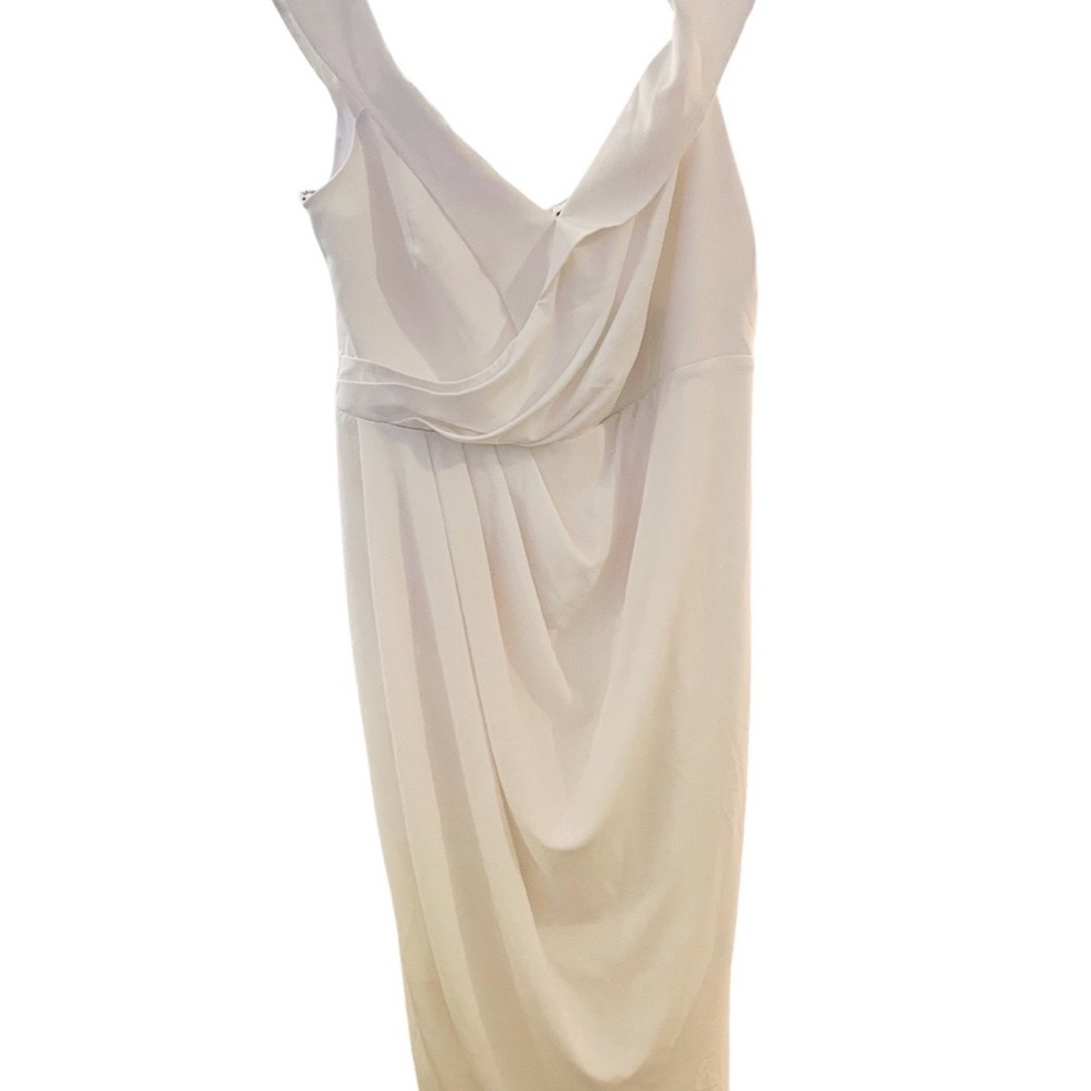 Elegant New White Draped Women's Dress